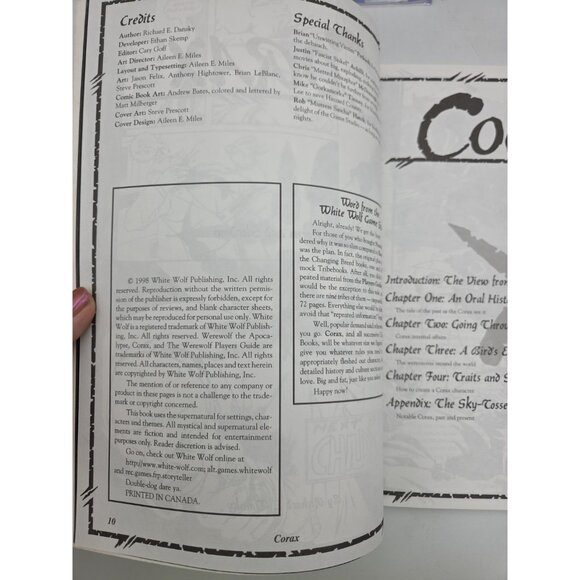 Corax Changing Breeds Book 3 Werewolf the Apocalypse WW3077 Softcover 1998 VG - Picture 6 of 11